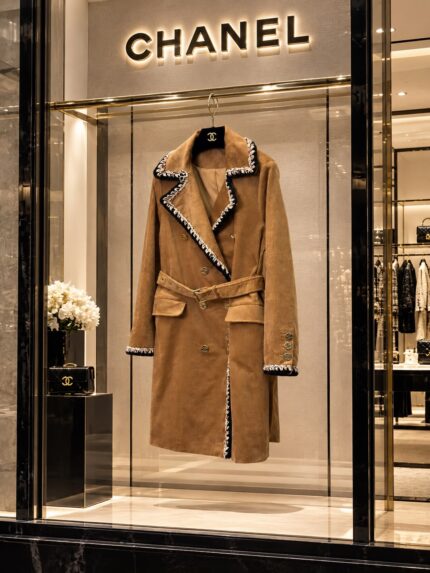 Chanel Corduroy Belted Trench Coat