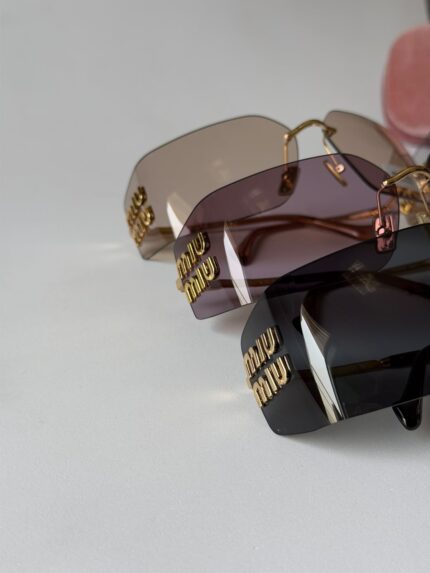 MIU MIU Rimless Logo Shield Sunglasses