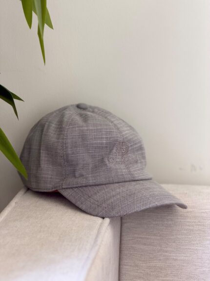 Loro Piana Embroidered Logo Linen Blend Baseball Caps