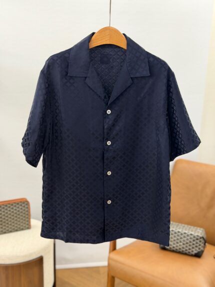 Louis Vuitton Monogram Flower Silk Cuban Collar Shirts