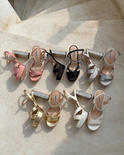 Miu Miu Crystal-Embellished Platform Sandals