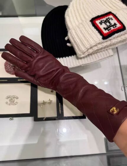 Chanel Quilted Long Leather Gloves