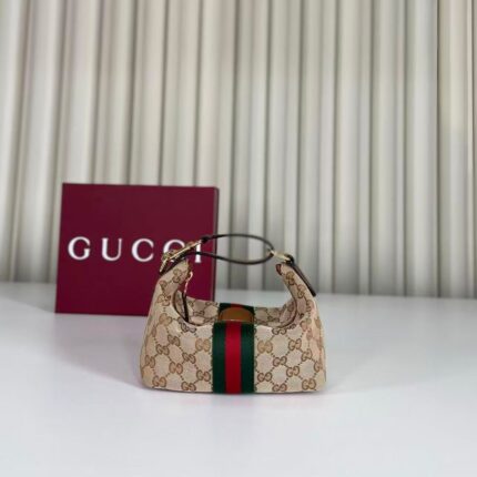 Gucci Notte Mini Hobo Bag - Beige GG Monogram with Web Stripe
