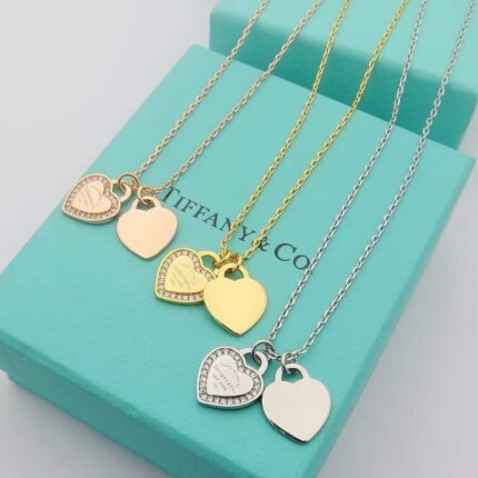 Tiffany & Co. Return To Tiffany Diamond Double Heart Tag Pendant Necklace