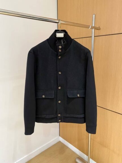Brunello Cucinelli Wool Blend Button-Front Bomber Jacket
