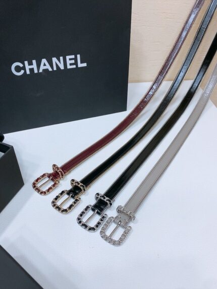 Chanel Chain Trim Leather Belts