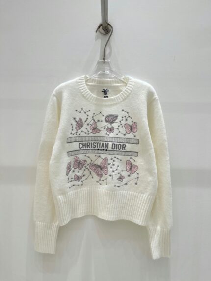 Christian Dior Butterfly Embroidered Knit Sweater