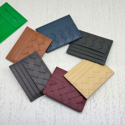 Bottega Veneta Intrecciato Woven Leather Card Holder Wallets