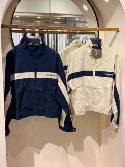YSL Contrast Panel Zip Up Track Jackets