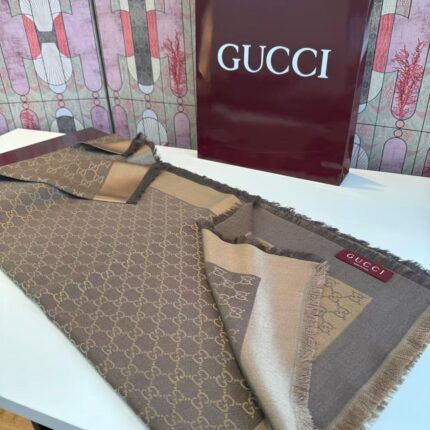 Gucci GG Monogram Wool Silk Shawl Scarfs