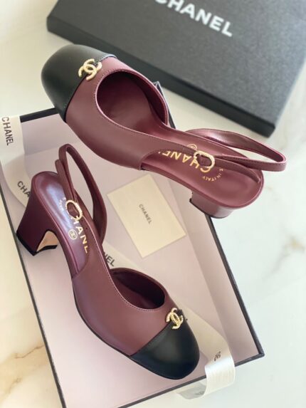 Chanel Cap-Toe Slingback Block Heels
