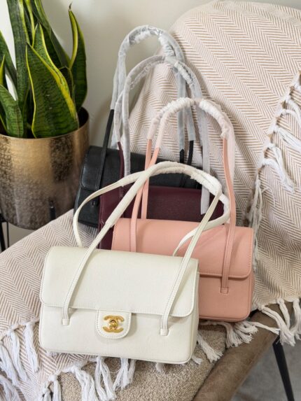 Chanel Caviar Leather Shoulder Bag With Gold CC Logo