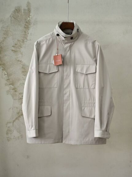 Loro Piana Traveler Field Jackets Collection With High Neck and Multi Pockets