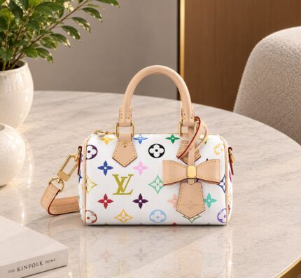 Louis Vuitton x Takashi Murakami White Multicolor Monogram Speedy Bow Bag