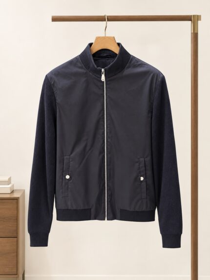 Brunello Cucinelli Men's Knit Hybrid Bomber Jacket