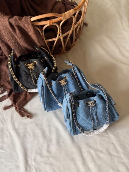 Chanel Denim Drawstring Bucket Bags
