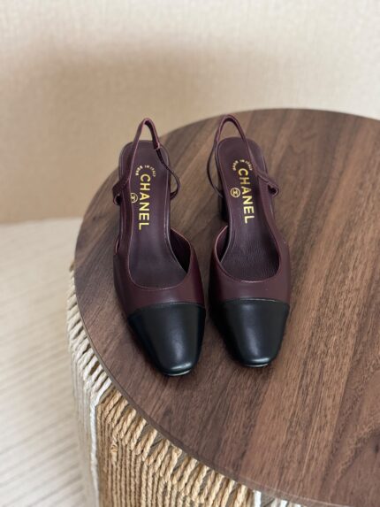Chanel Cap-Toe Slingback Block Heel Pumps