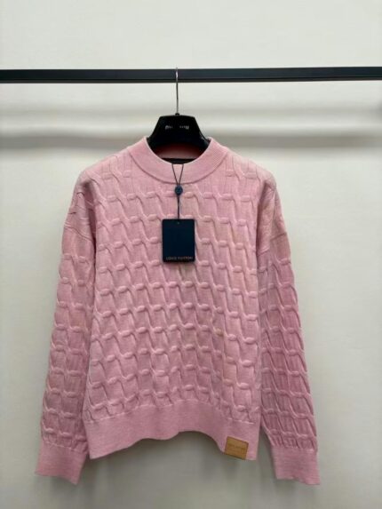 Louis Vuitton Embossed Cable Knit Crew Neck Sweaters