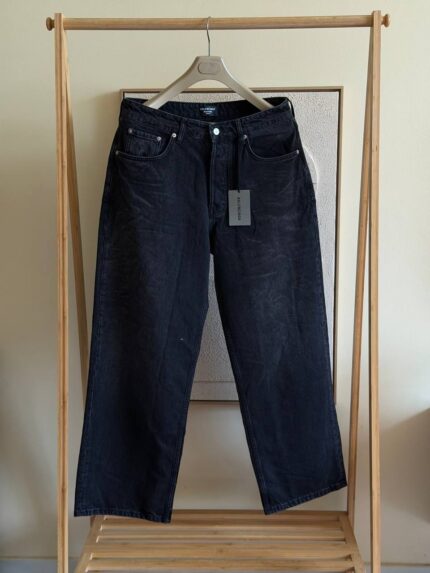 Balenciaga Wide-Leg Washed Black Denim Jeans