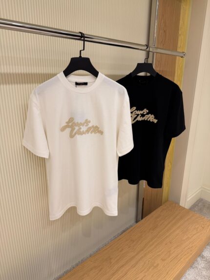 Louis Vuitton Embroidered Script Logo Premium Cotton T-Shirts