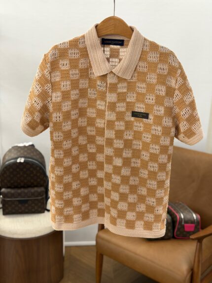 Louis Vuitton Damier Crochet Knit Polo Shirt