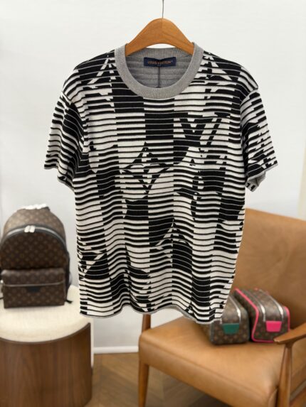 Louis Vuitton Optical Illusion Monogram Striped Knit T-Shirt
