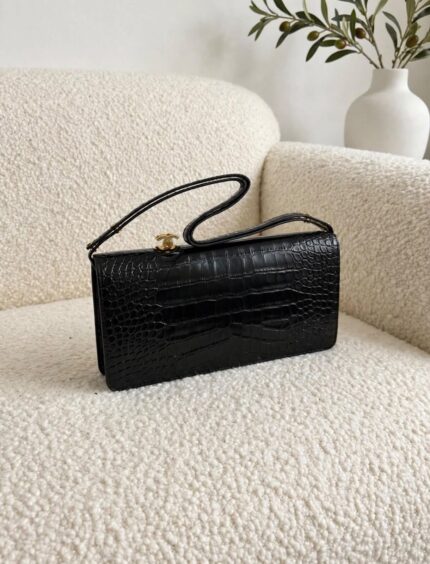Chanel Vintage Croc-Embossed Clutch / Shoulder Bags