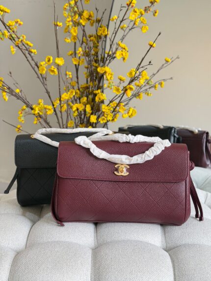 Chanel Quilted Caviar Leather CC Turnlock Flap Shoulder Bags
