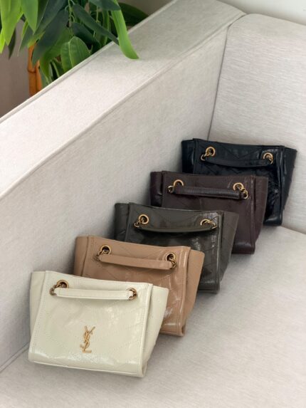 YSL Niki Mini Crinkled Patent Leather Shoulder Bags