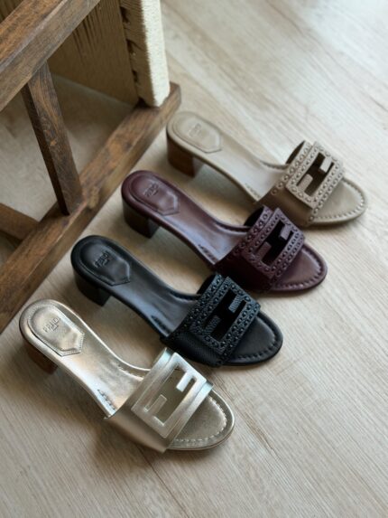 Fendi Baguette FF Heeled Mule Slides