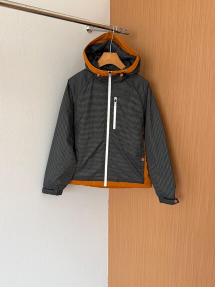 Zegna Micro Check Hooded Technical Windbreaker Jacket