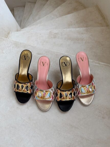 Valentino VLogo Signature Embroidered Heeled Mules