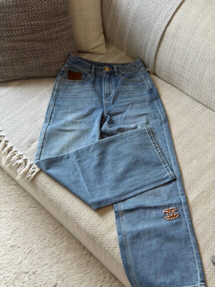 Chanel CC Logo Straight-Leg Denim Jeans