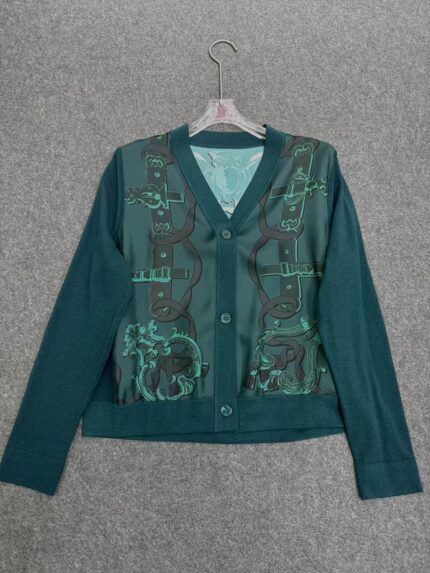 Hermès Silk-Front Equestrian Cardigan