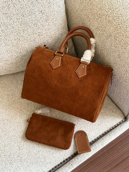 Louis Vuitton Speedy Monogram Suede Boston Bags