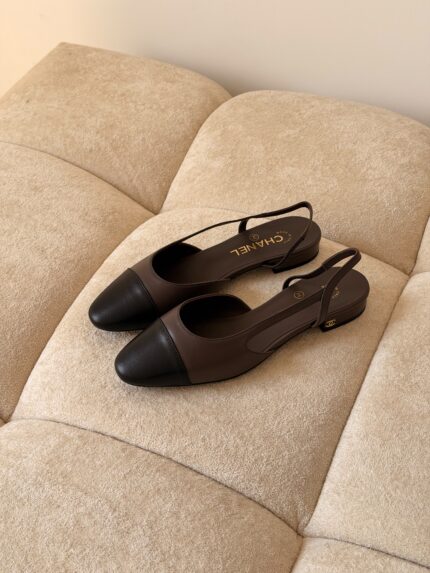 Chanel Two-Tone Cap Toe Slingback Flat