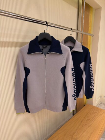 Balenciaga Logo Knit Zip-Up Track Jackets