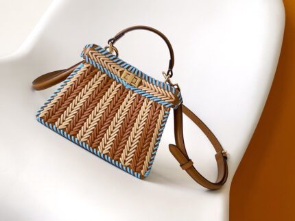 Fendi Peekaboo Mini Woven Interlace Leather Handbags