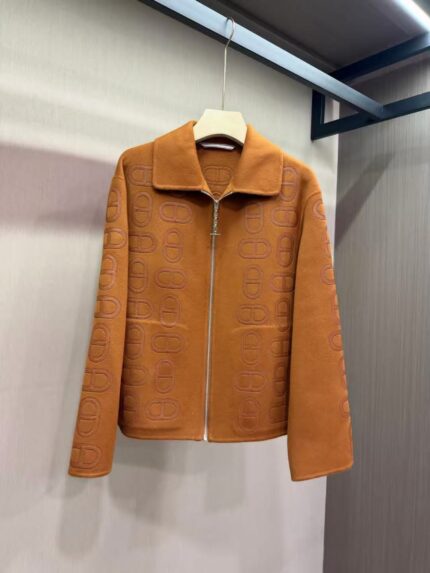 Hermes Chaine d'Ancre Embroidered Zip-Up Collared Jackets
