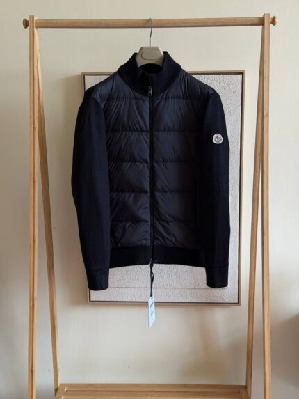 Moncler Hybrid Knit Down Padded Zip Cardigan Jackets