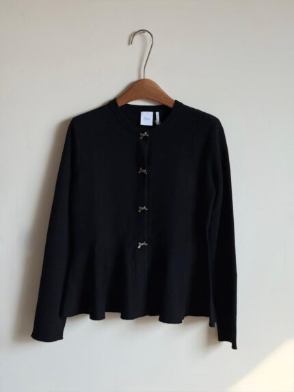 Christian Dior Bow-Button Peplum Cardigan