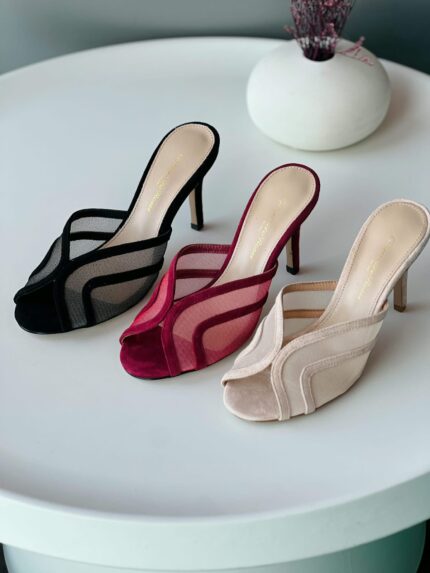 Gianvito Rossi Mesh Panel Suede Mules