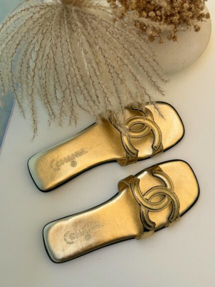 Chanel CC Logo Flat Slide Sandals