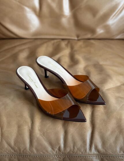Gianvito Rossi Elle Transparent PVC Pointed-Toe Mules
