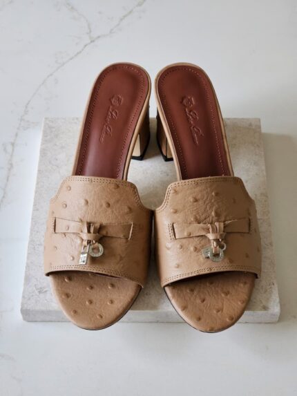 Loro Piana Summer Charms Ostrich Leather Mules