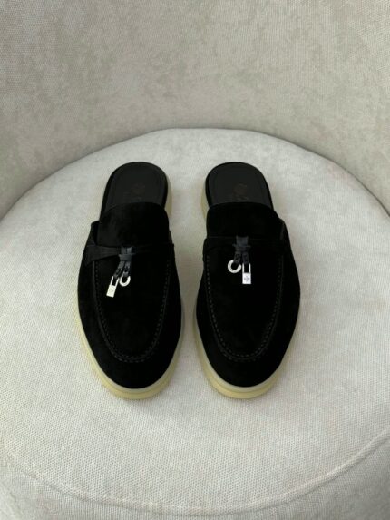 Loro Piana Babouche Charms Walk Suede Mule Loafers