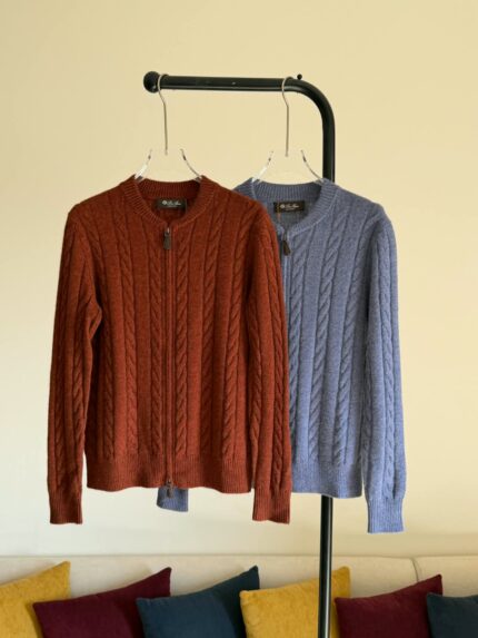 Loro Piana Cable-Knit Cashmere Zip-Up Cardigans