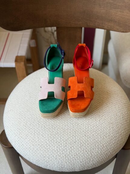Hermes Elda Espadrille Wedge Sandals