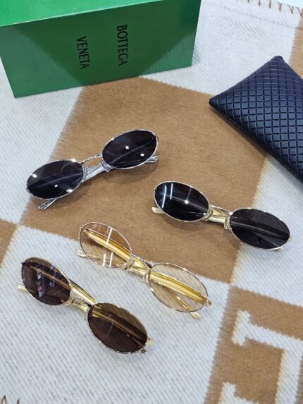 Bottega Veneta Oval Metal Sunglasses
