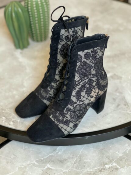 Christian Dior Lace Embroidered Mesh Ankle Boots